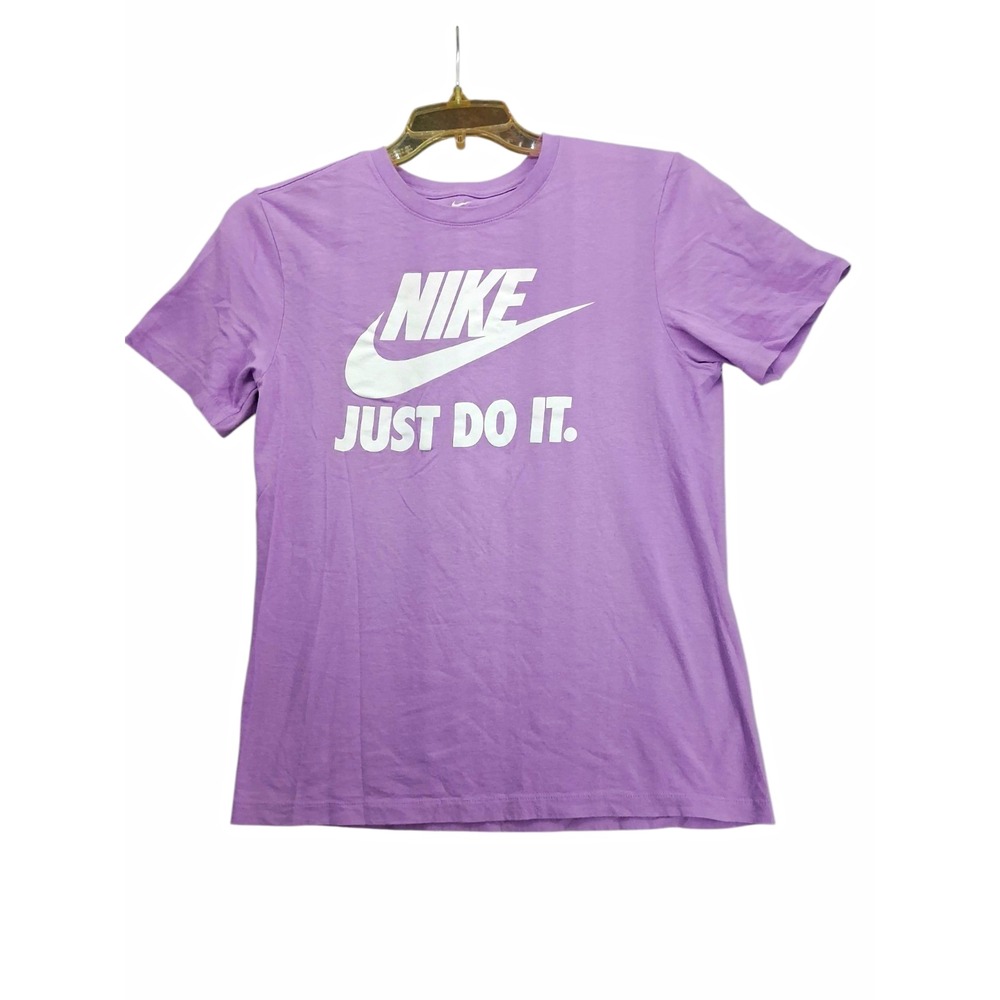 Nike Just Do It T-Shirt Womens Small Purple White Swoosh Logo Graphic Tee active